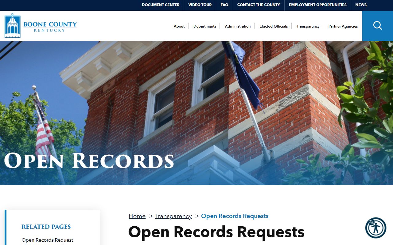 Boone County open records request page