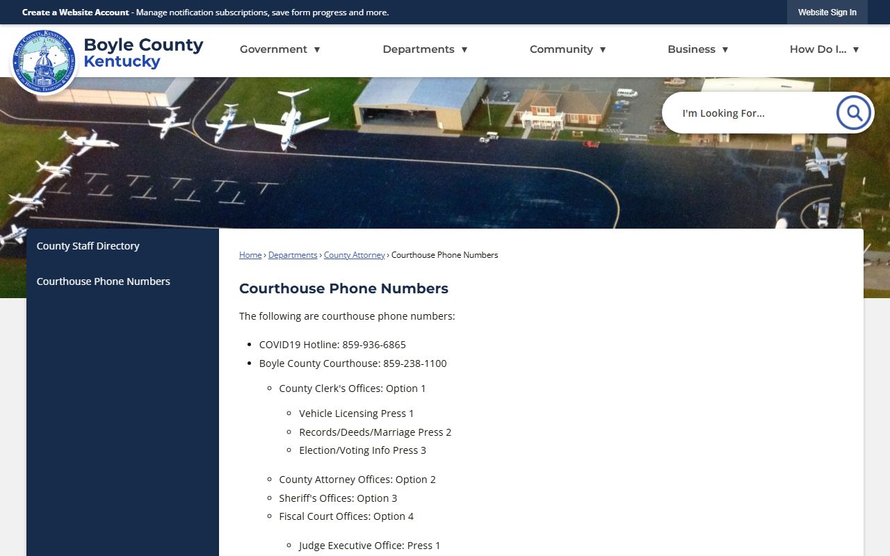Boyle County Courthouse phone numbers