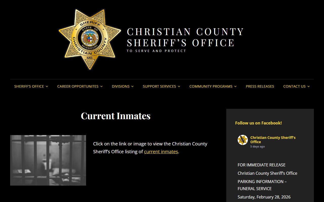 Christian County current inmates search page