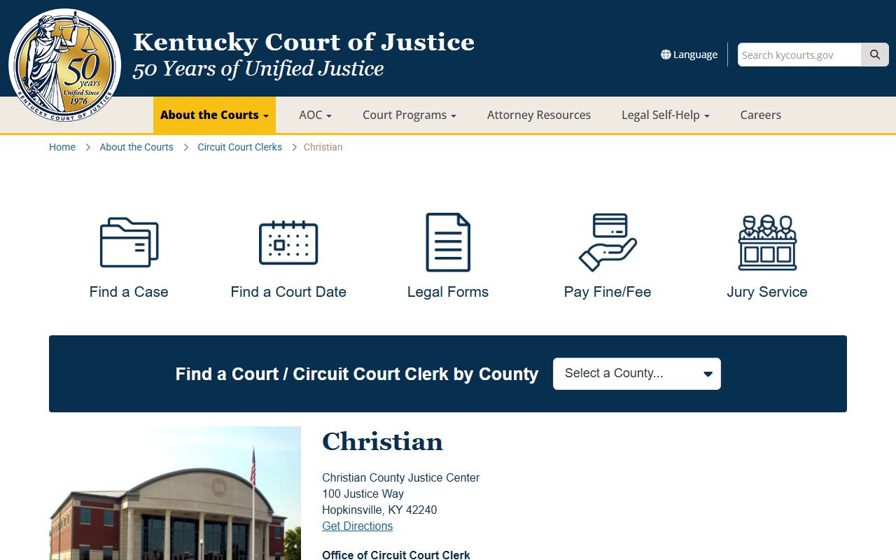 Kentucky Court information for Christian County