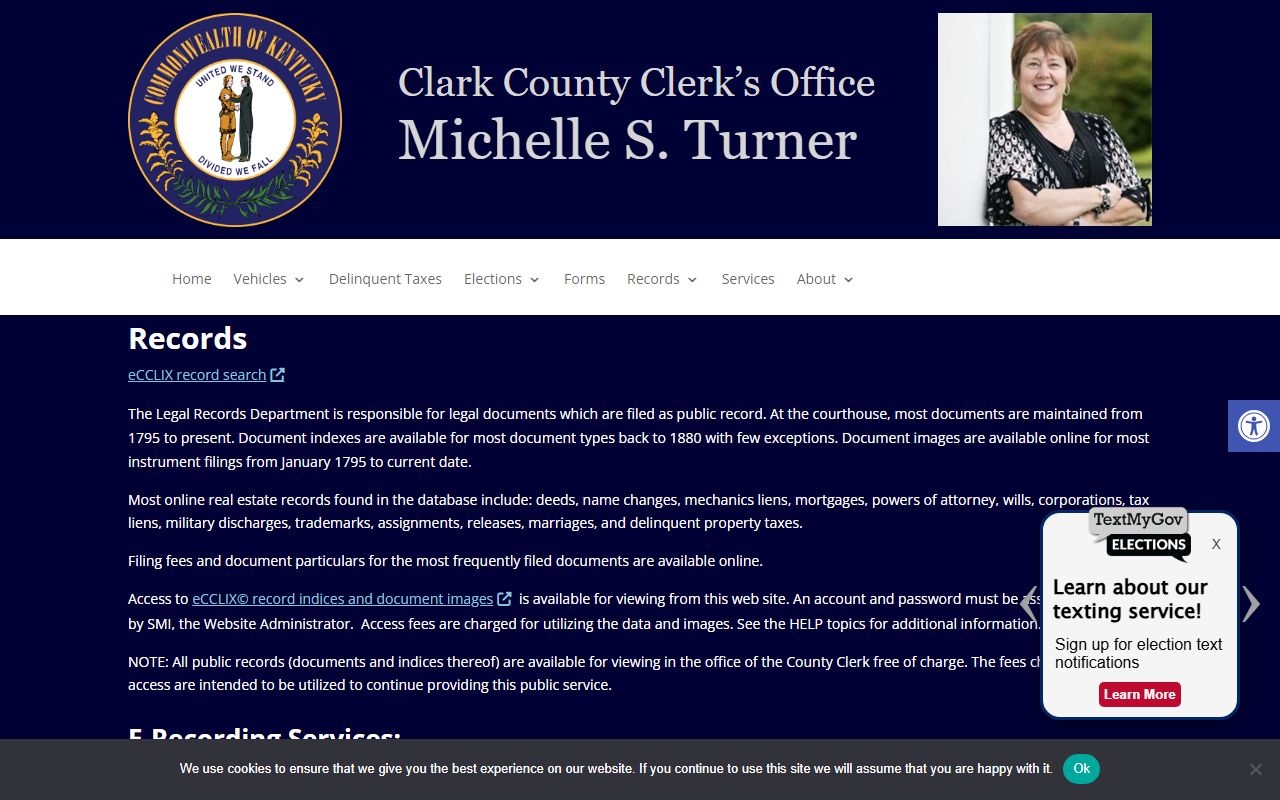 Clark County Clerk records page