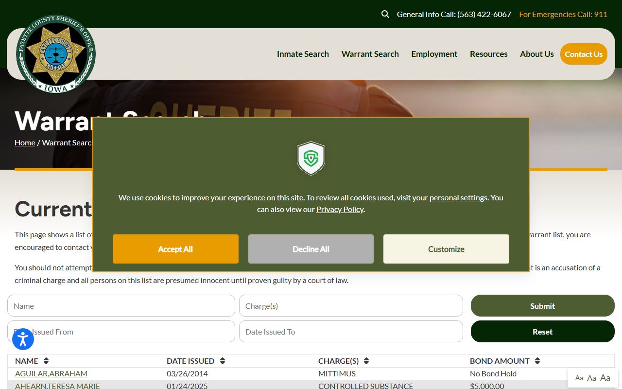 Fayette County warrant search online tool