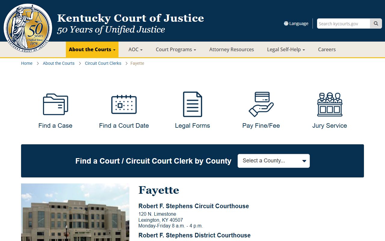 Kentucky Court information for Fayette County