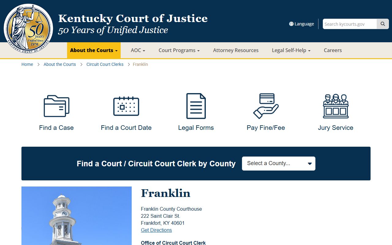 Franklin County Circuit Court Clerk office in Frankfort