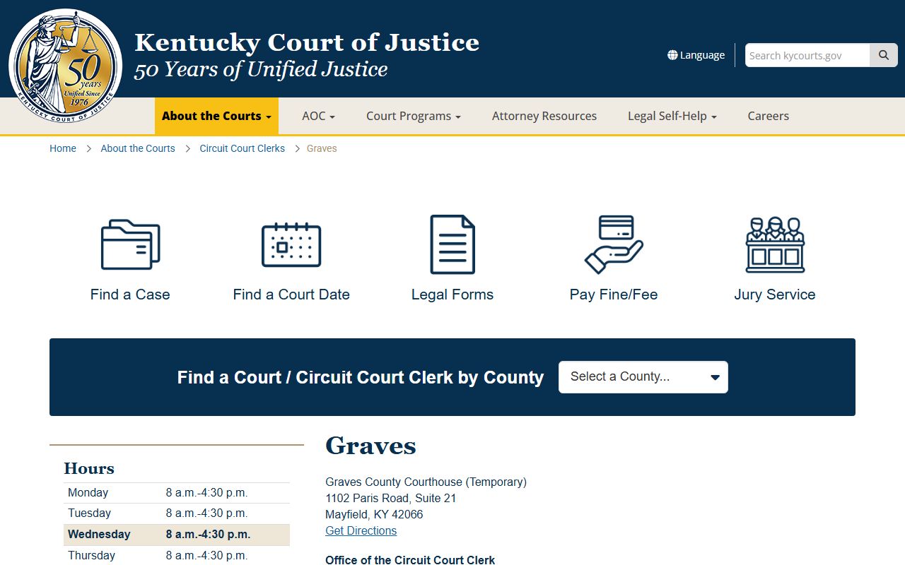 Kentucky Court information for Graves County