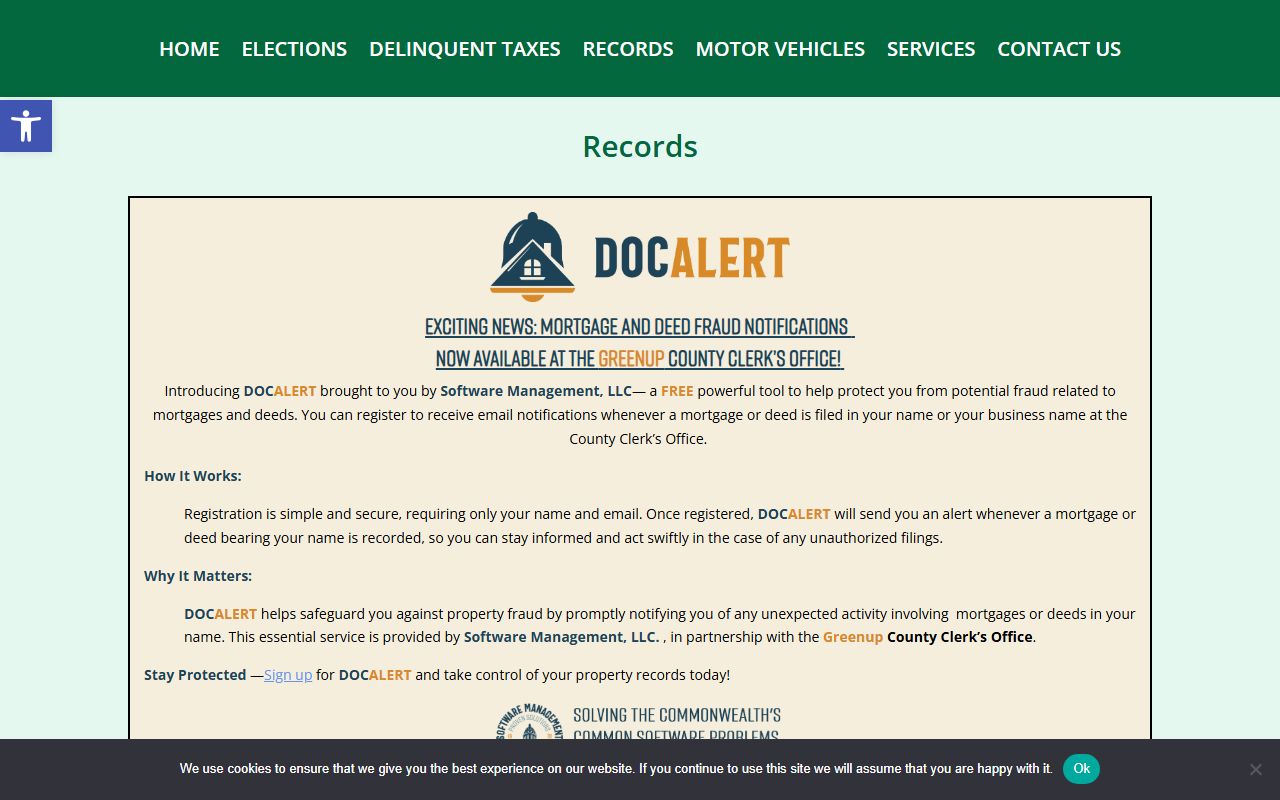 Greenup County Clerk CCLIX records page