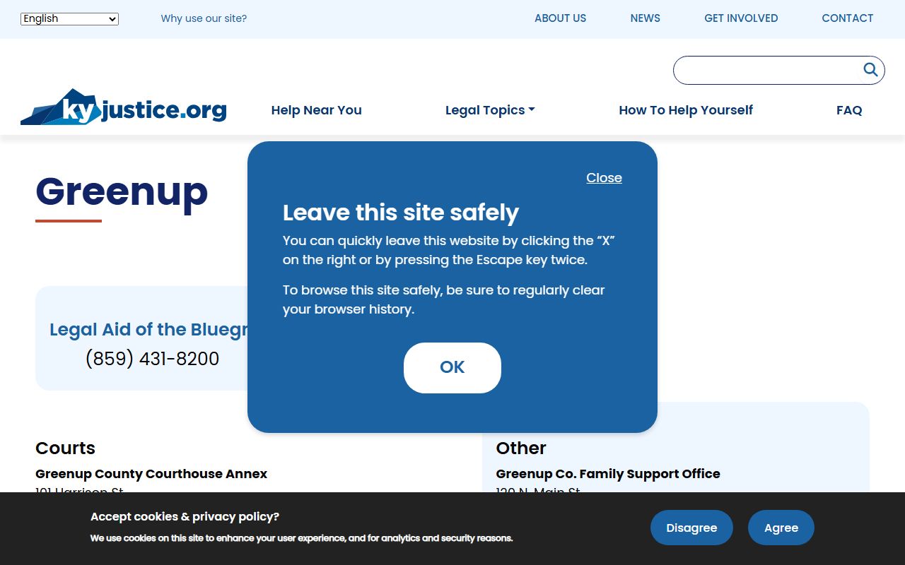 Kentucky Justice information for Greenup County