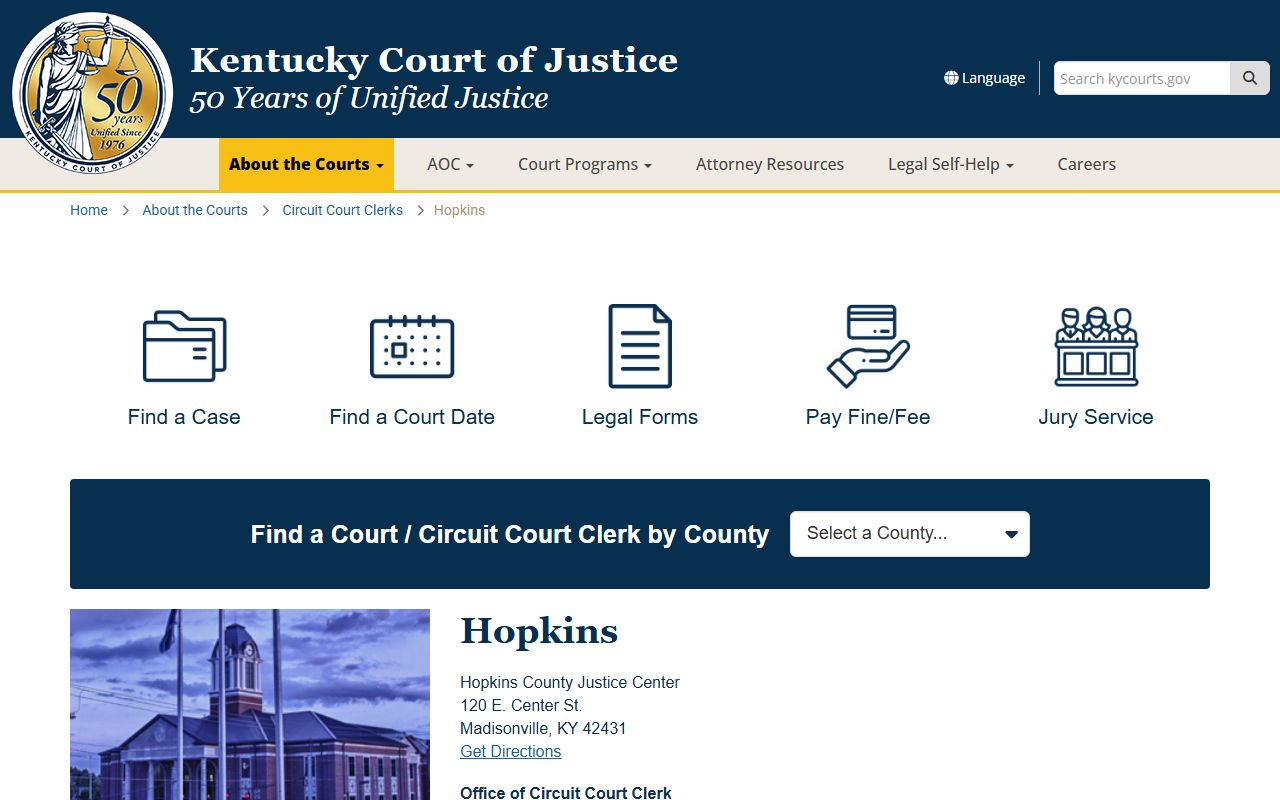Kentucky Court information for Hopkins County
