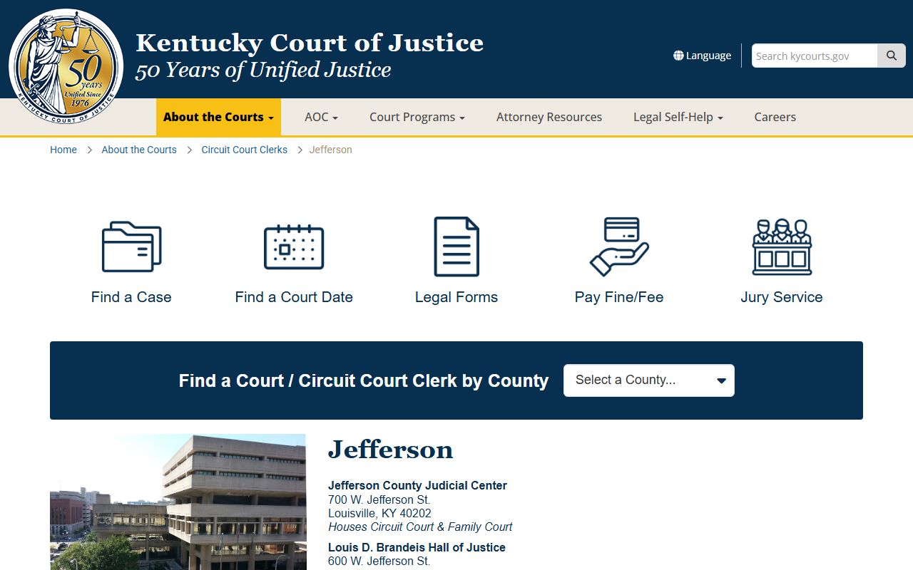 Kentucky Court information for Jefferson County
