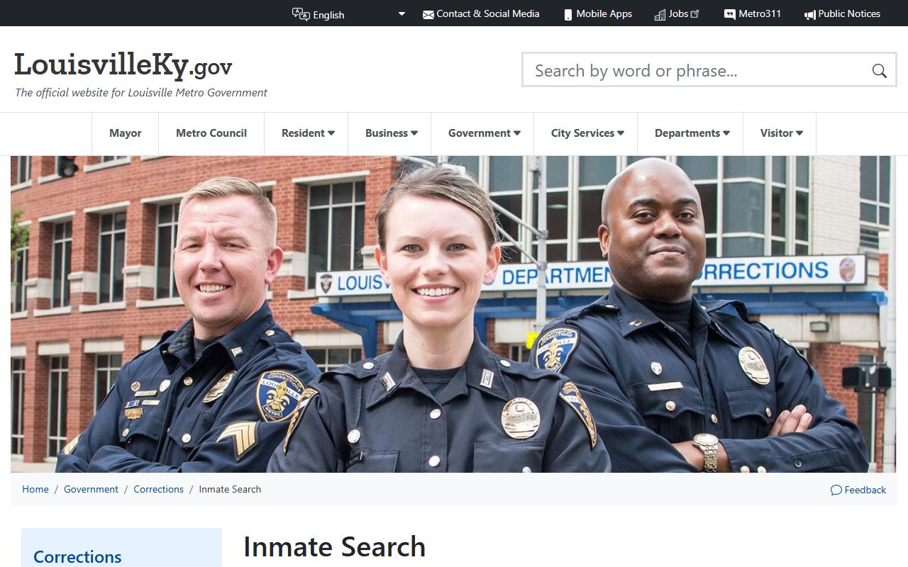 Louisville Metro inmate search system