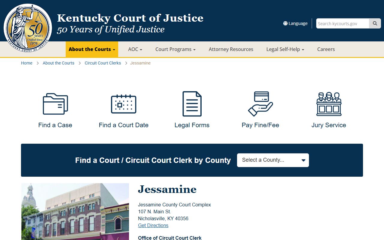 Kentucky Court information for Jessamine County
