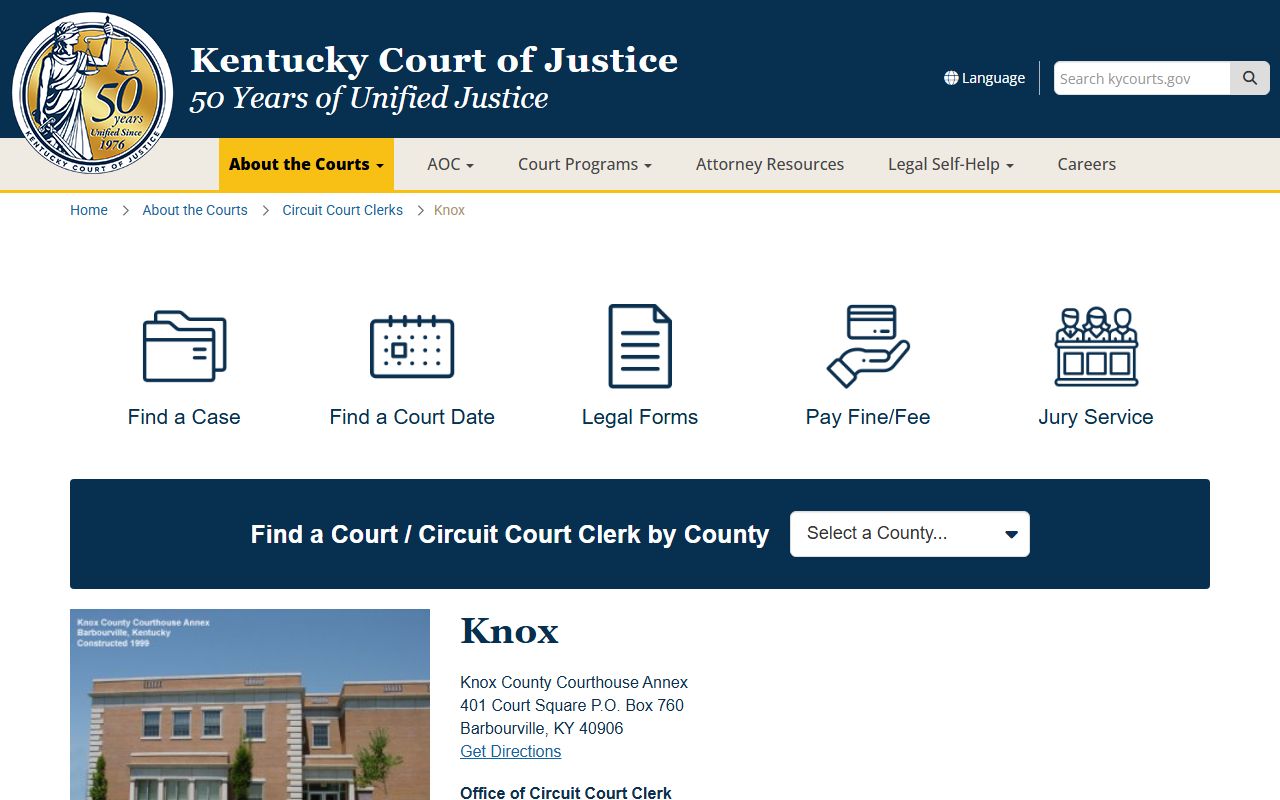 Kentucky Court information for Knox County
