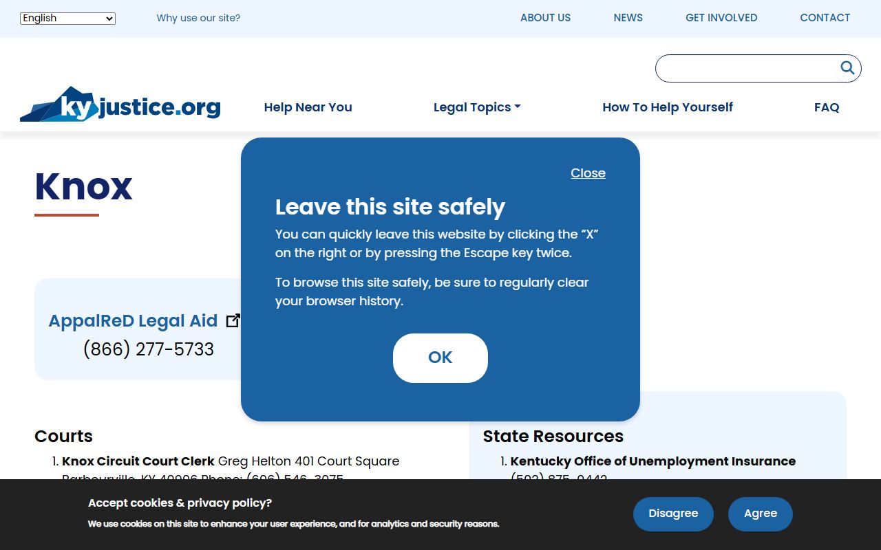 Kentucky Justice information for Knox County