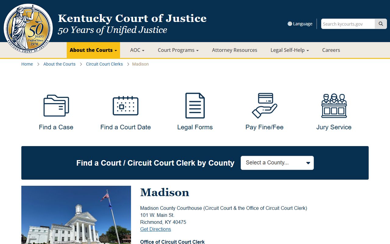 Kentucky Court information for Madison County