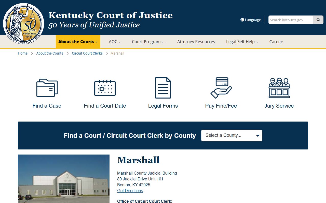 Kentucky Court information for Marshall County