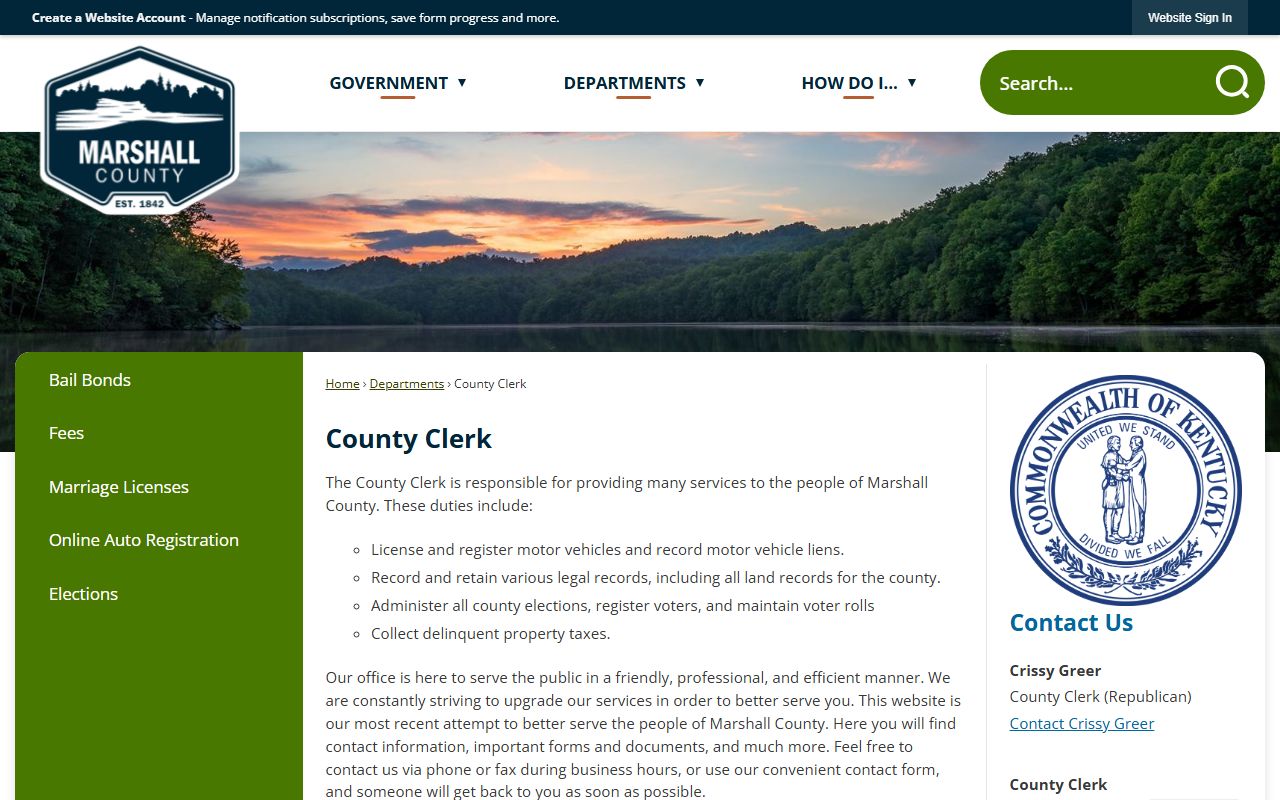 Marshall County Clerk office