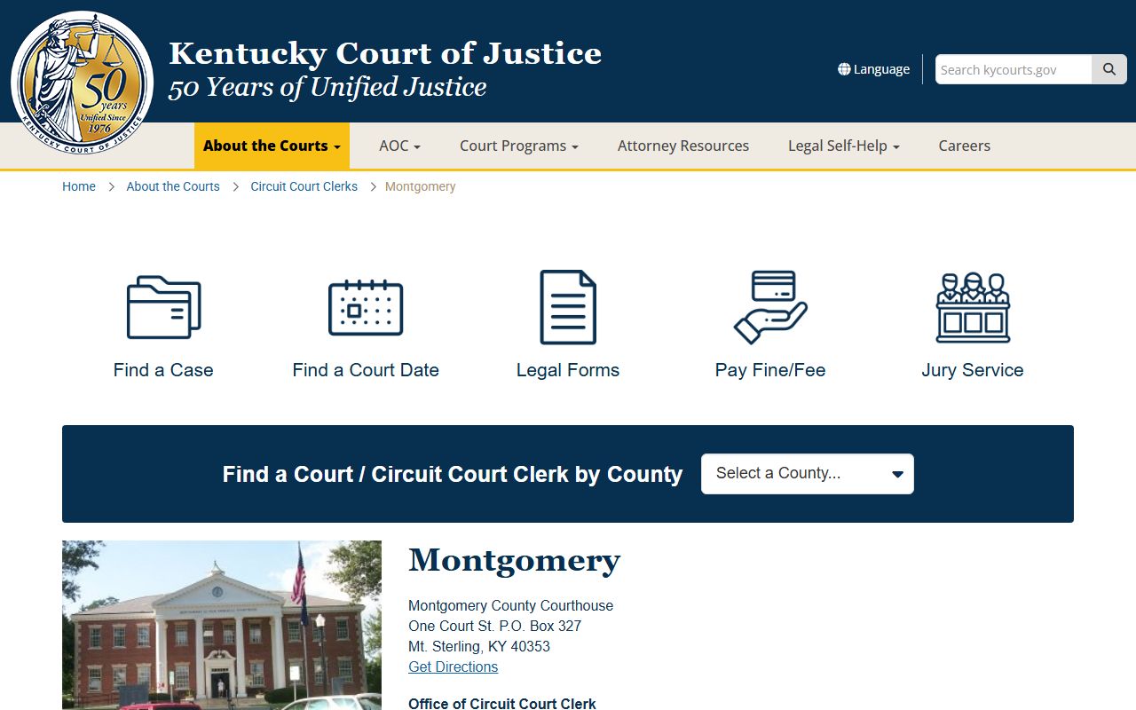 Kentucky Court information for Montgomery County