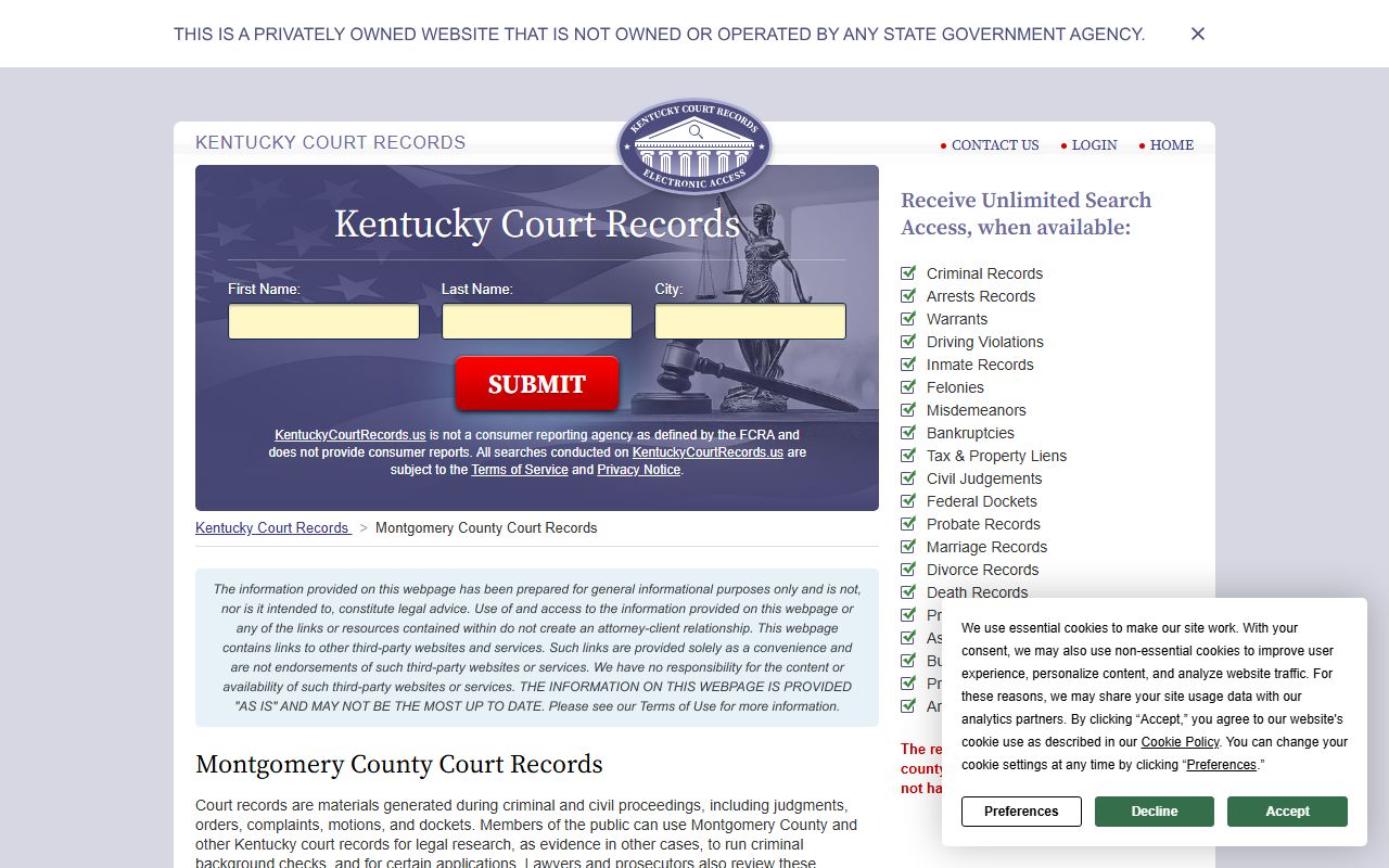 Montgomery County court records information