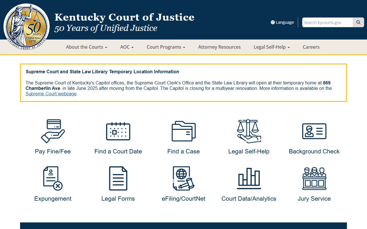 Kentucky Court of Justice website