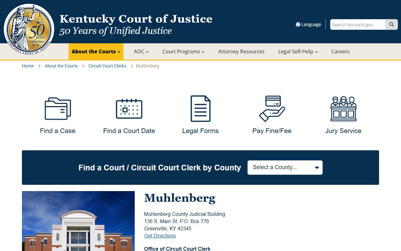 Kentucky Court information for Muhlenberg County