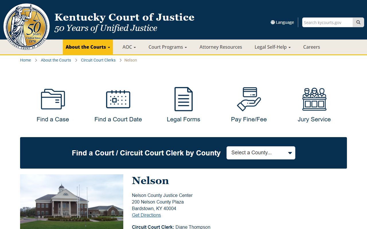 Kentucky Court information for Nelson County