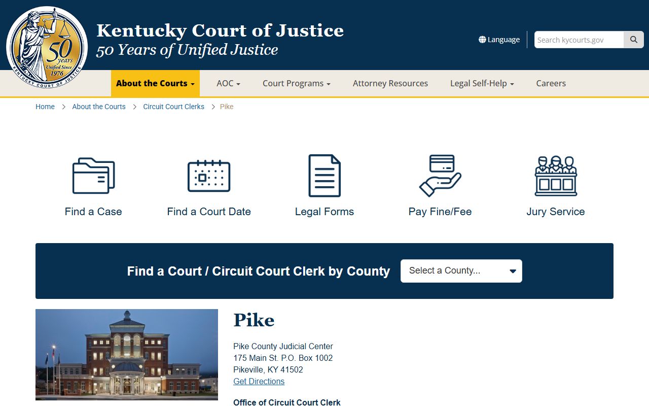 Pike County Circuit Court Clerk office in Pikeville
