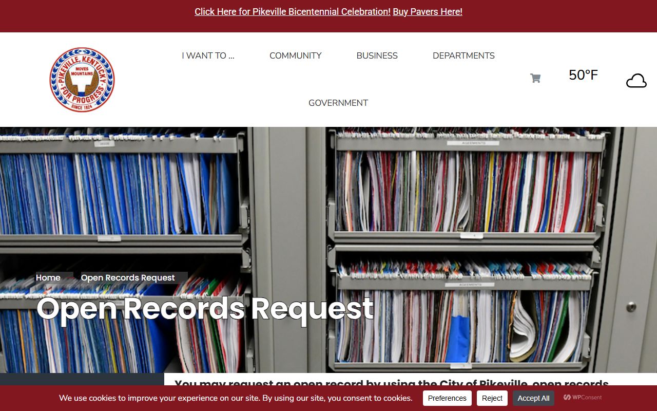 City of Pikeville open records request page