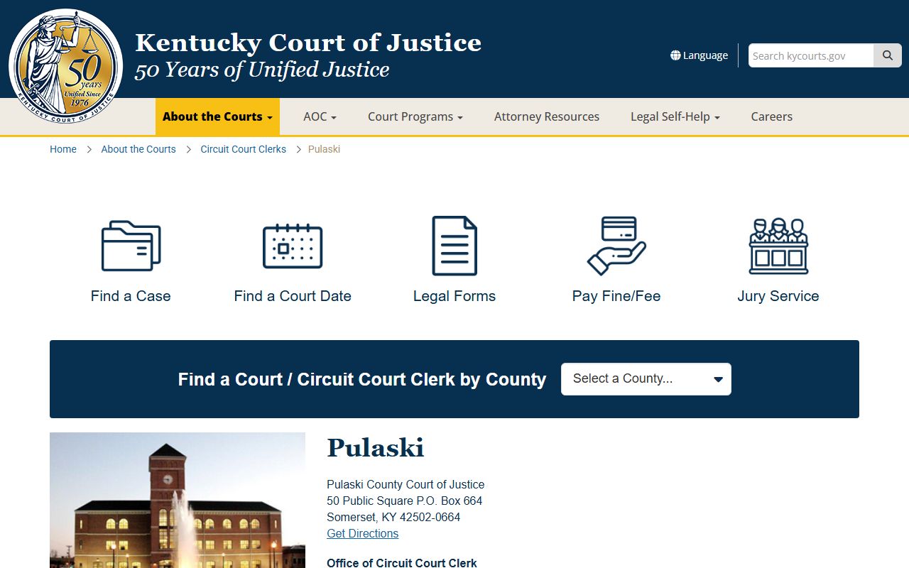 Kentucky Court information for Pulaski County