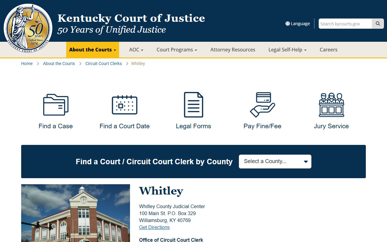 Kentucky Court information for Whitley County